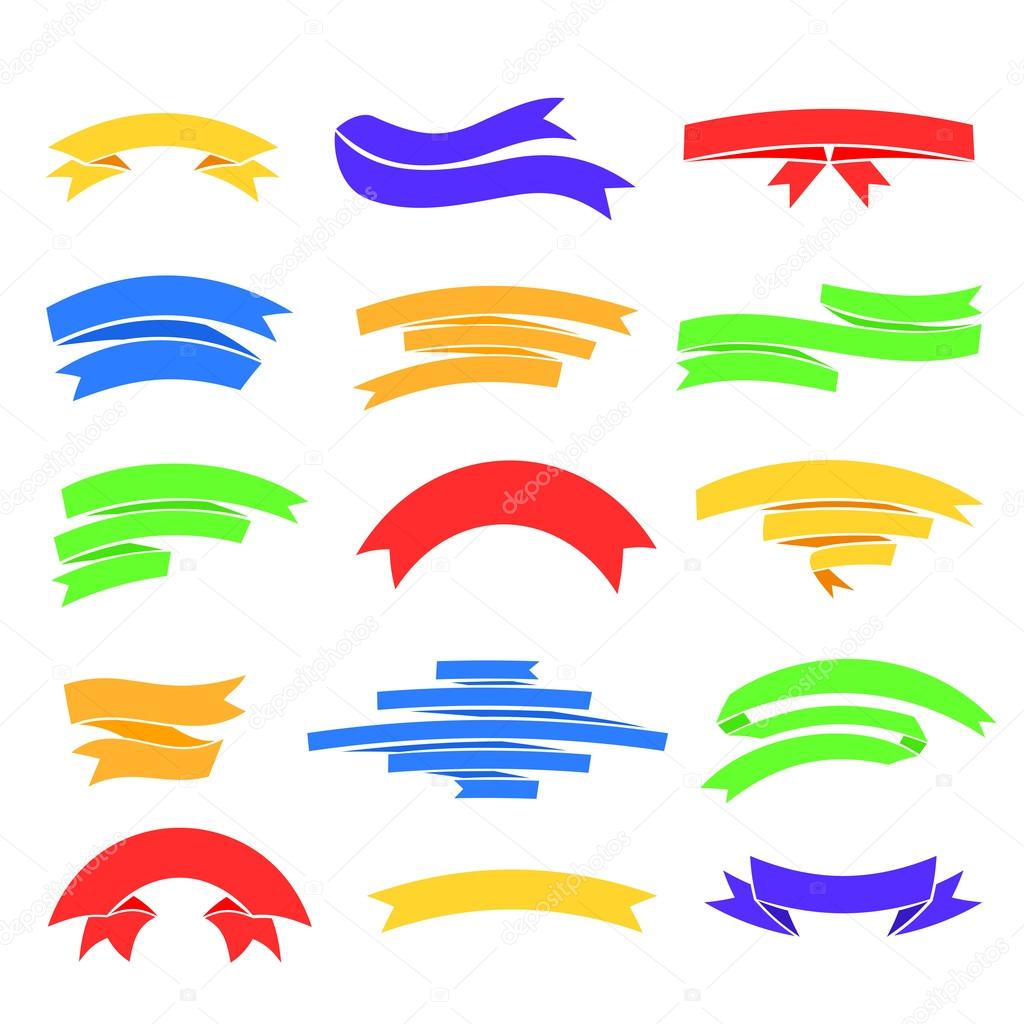 Vector colorful ribons set, isolaten on white background, illustration in flat style