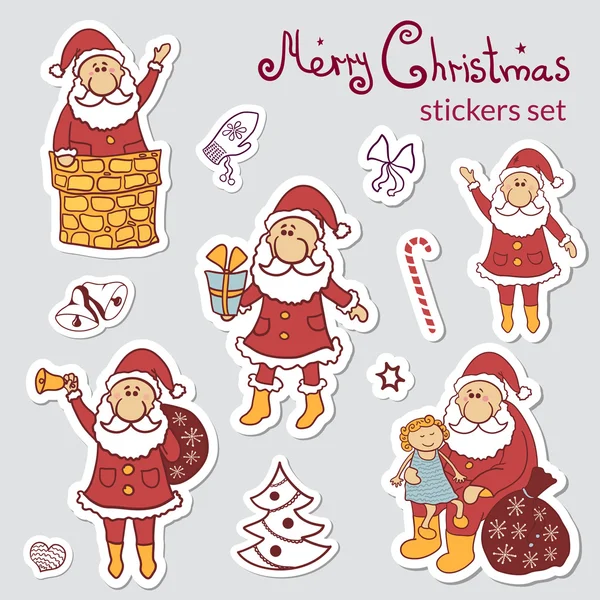 Set de pegatinas navideñas — Archivo Imágenes Vectoriales