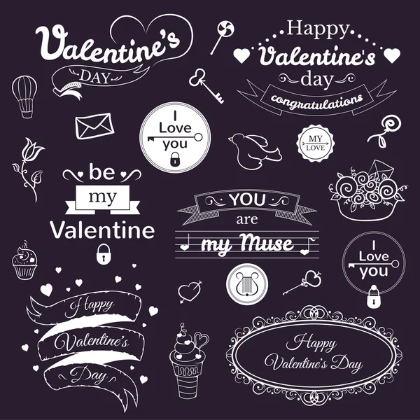 Jeu de typographie Saint-Valentin — Image vectorielle