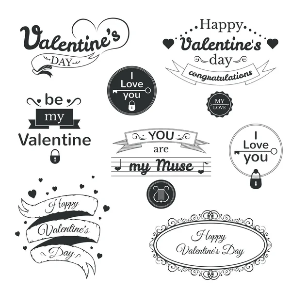 Día de San Valentín tipografía conjunto, vector de ilustración — Vector de stock
