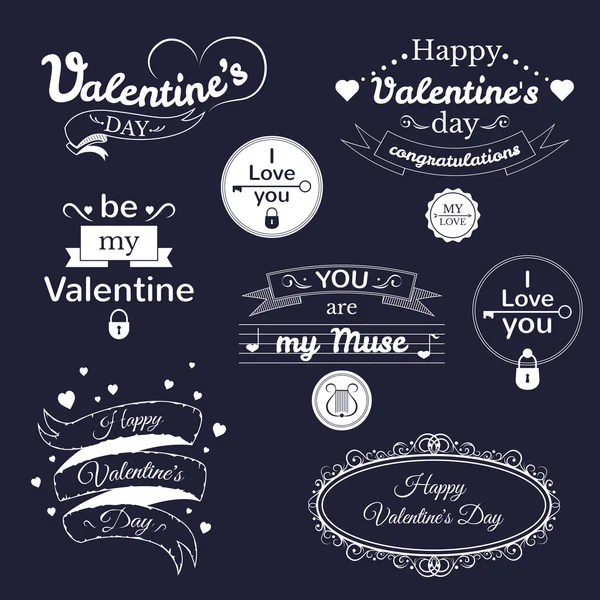 Aftelkalender voor Valentijnsdag typografie set, vectorillustratie — Stockvector