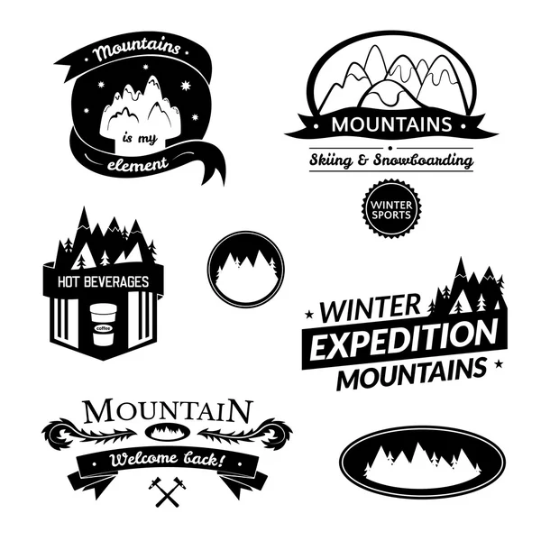 Logotipos y etiquetas de montaña — Vector de stock