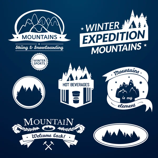 Mountain logos and labels set — Stock Vector