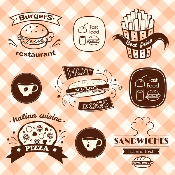 快餐食品标志集 — 图库矢量图片