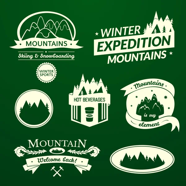 Logotipos y etiquetas de montaña — Vector de stock