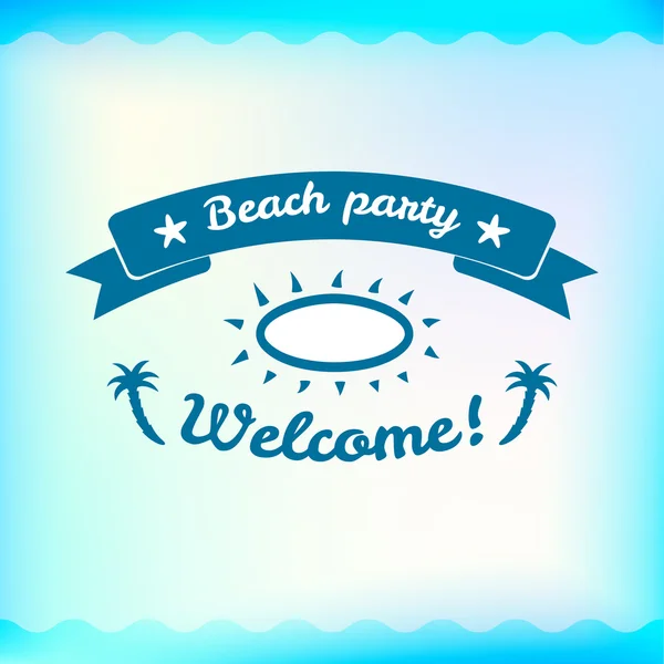 Panneau d'été, typographie rétro, logo mer et plage — Image vectorielle