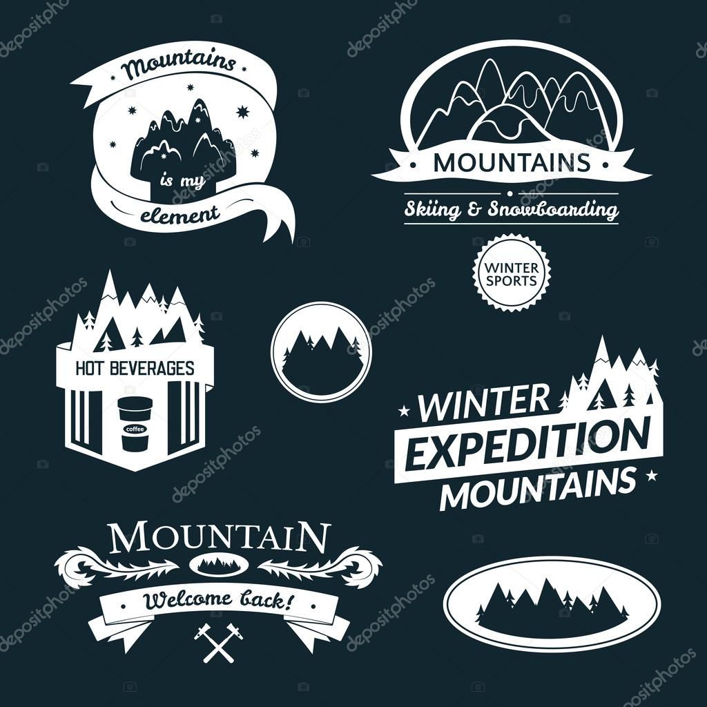 Mountain logos and labels set