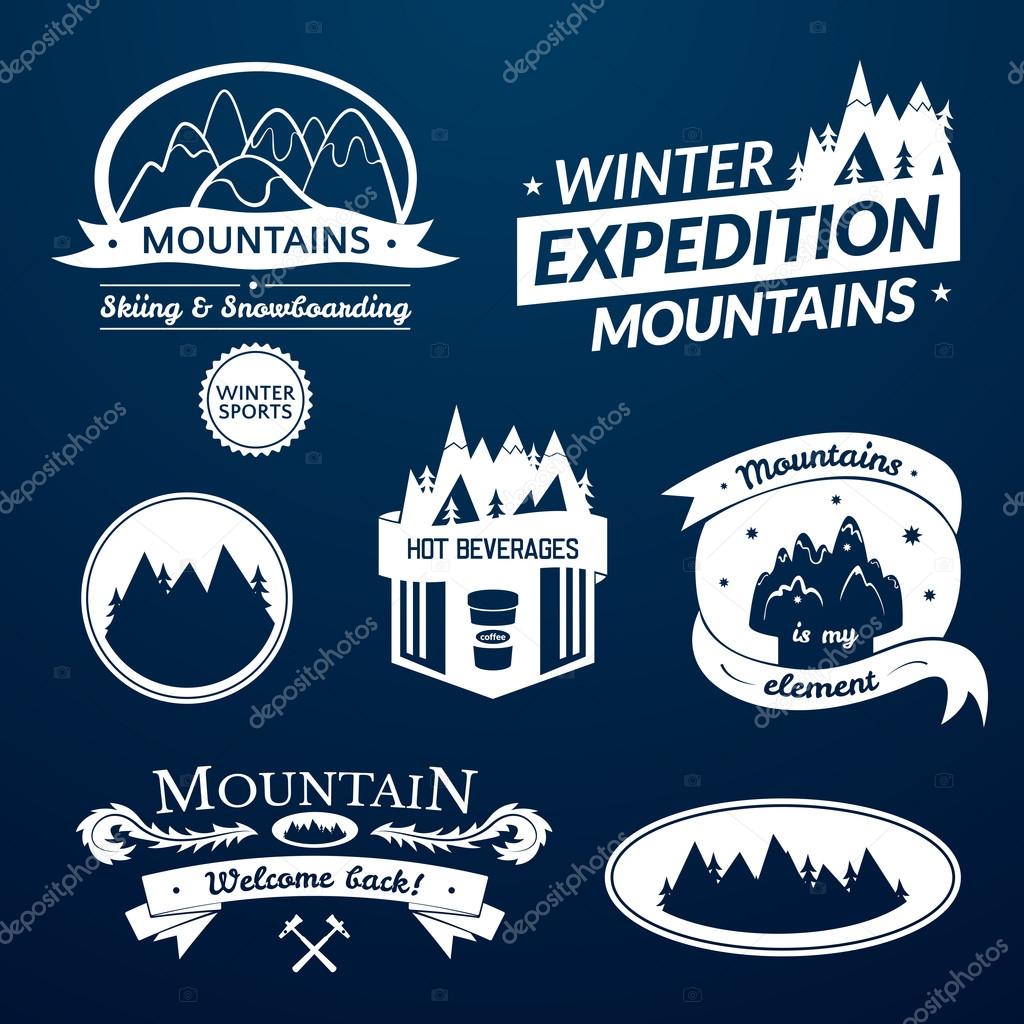 Mountain logos and labels set