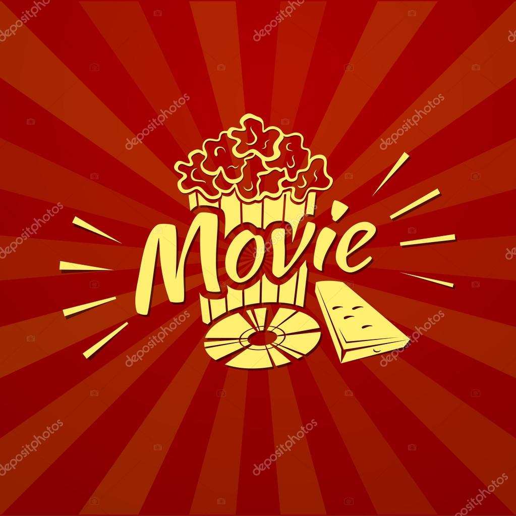 Golden watching a movie sign, cinema logo against red background