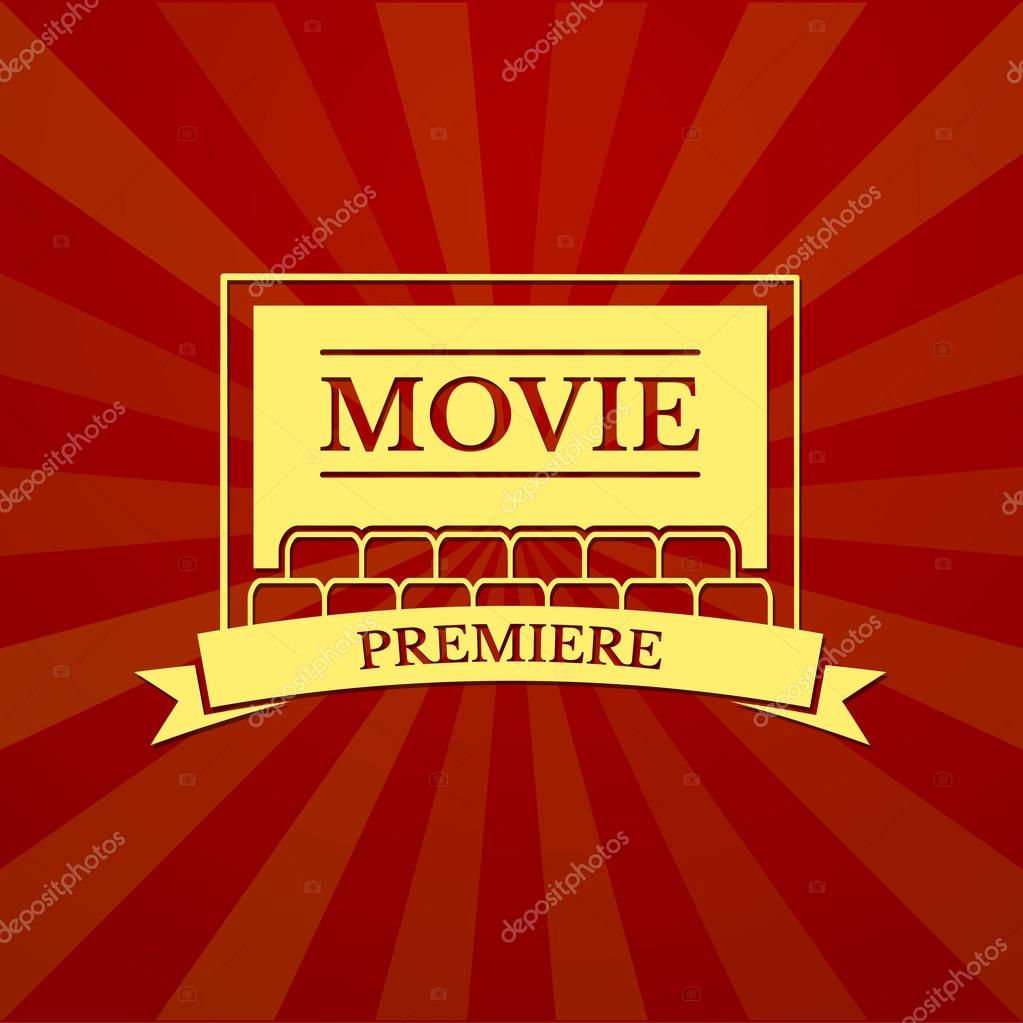 Movie premiere, cinema logo, vector film illustration