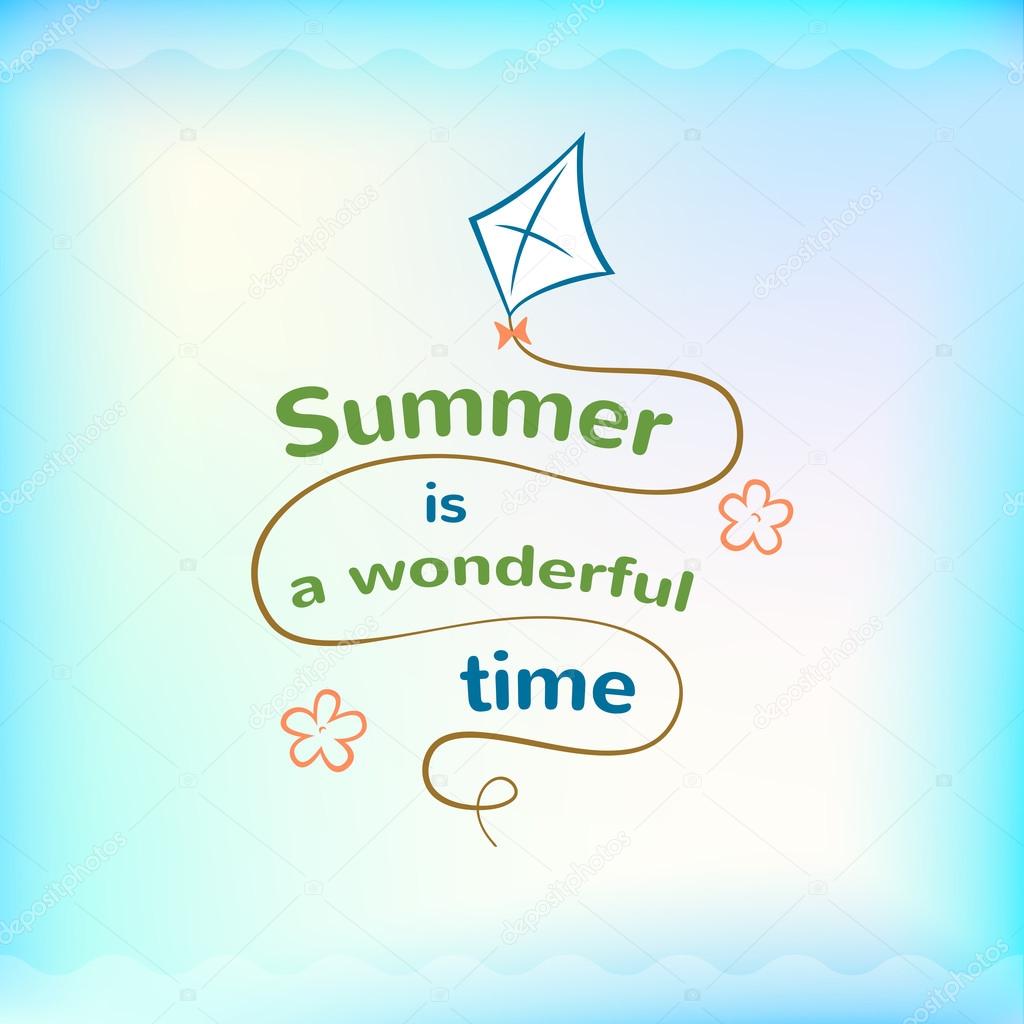 Summer is wonderful time logo on water background