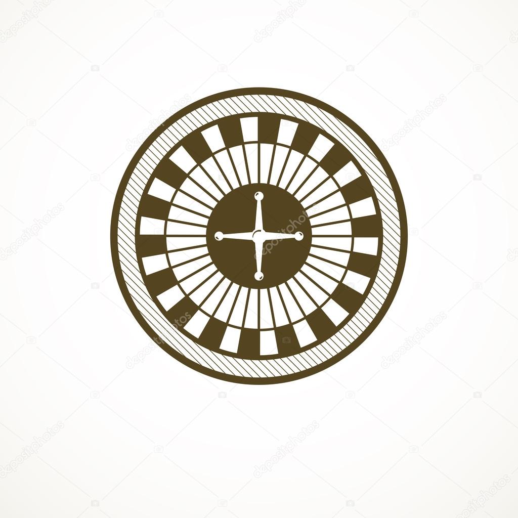 Roulette wheel logo, casino design, game icon against white background