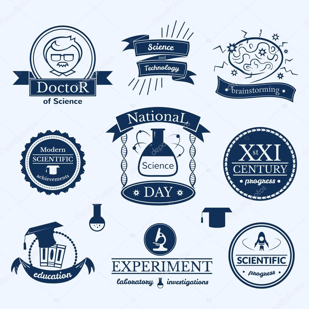 Science and knowledge signs set against soft blue background