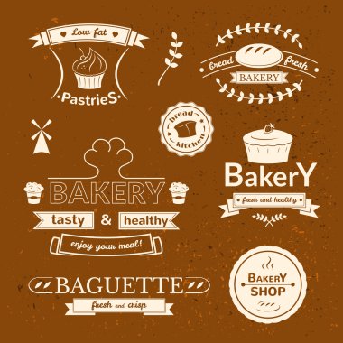 Bakery signs set clipart