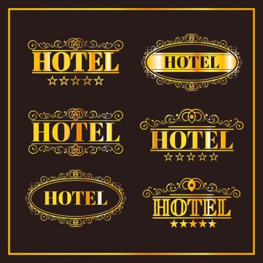 Hotel vintage golden labels clipart