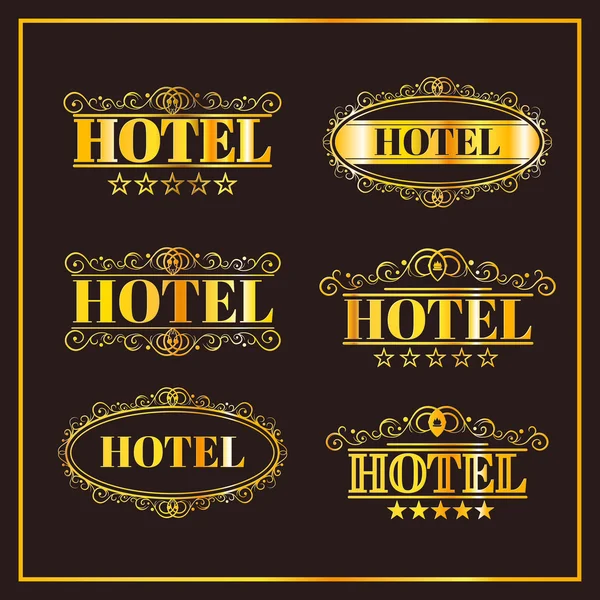 Hotel vintage etichette dorate — Vettoriale Stock