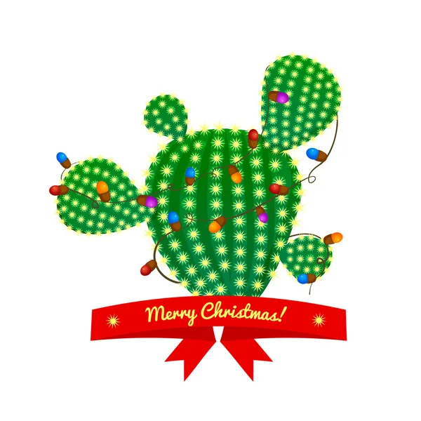 Christmas green cactus tree — Stock Vector