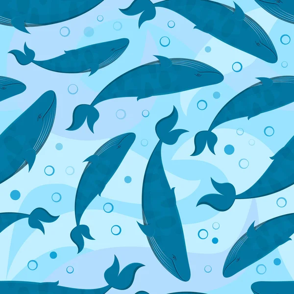 蓝色的大鲸鱼与模式 — 图库矢量图片