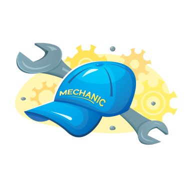 Cap of mechanic and wrench