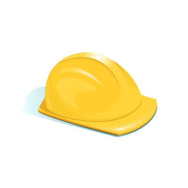 Yellow protective helmet of worker