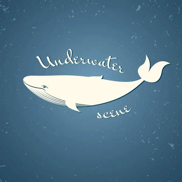 Grande affiche baleine bleue — Image vectorielle