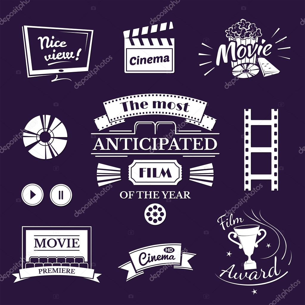 Movie signs set, cinema logos and film labels