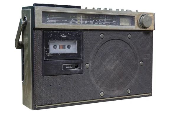 O rádio cassete retro sobre fundo branco — Fotografia de Stock