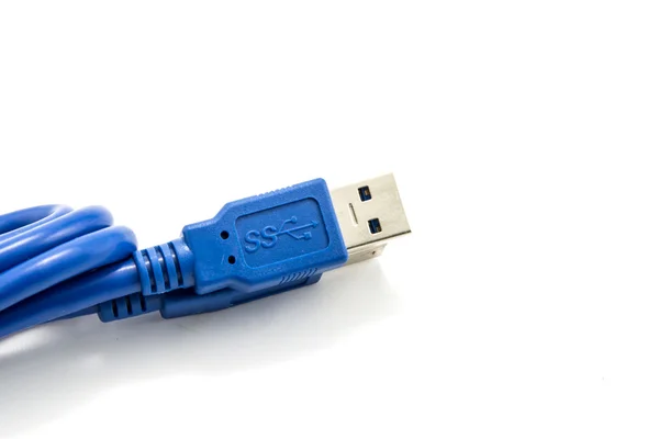 USB 3.0 Câble isolé fond blanc — Photo