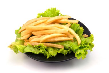 beyaz üzerine ketçap closeup ile kızarmış patates