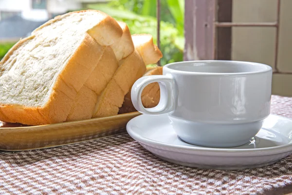 Cup Coffee Bread Table — Stock Photo, Image