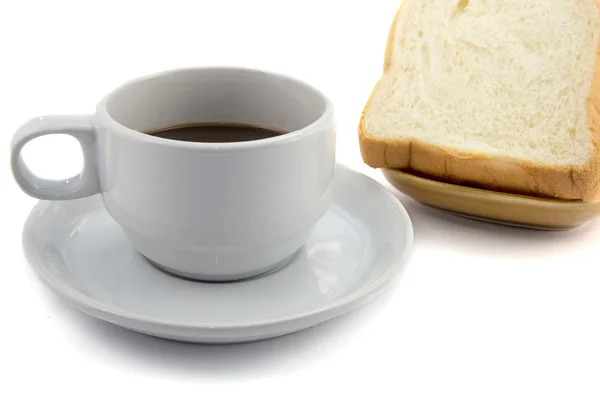 Taza Pan Café Sobre Fondo Blanco — Foto de Stock