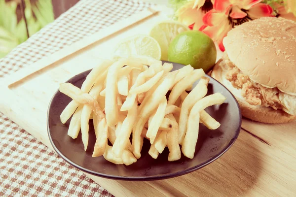 Pommes Terre Hamburger Sur Table — Photo