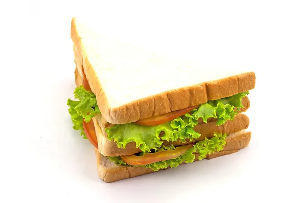Sandwich Con Tocino Verduras Sobre Fondo Blanco — Foto de Stock