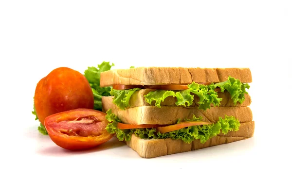 Sandwich Con Tocino Verduras Sobre Fondo Blanco — Foto de Stock