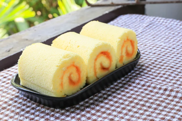 Orange Roll Cake Plate — Stock Photo, Image