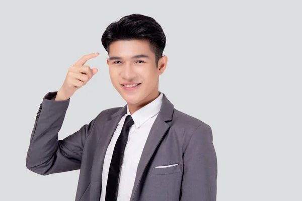 Portrait Jeune Homme Affaires Asiatique Costume Avec Idée Intelligente Pensée — Photo