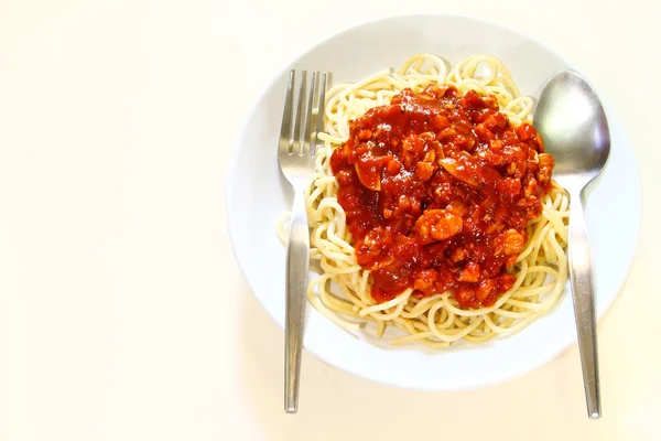 Tabakta spagetti.