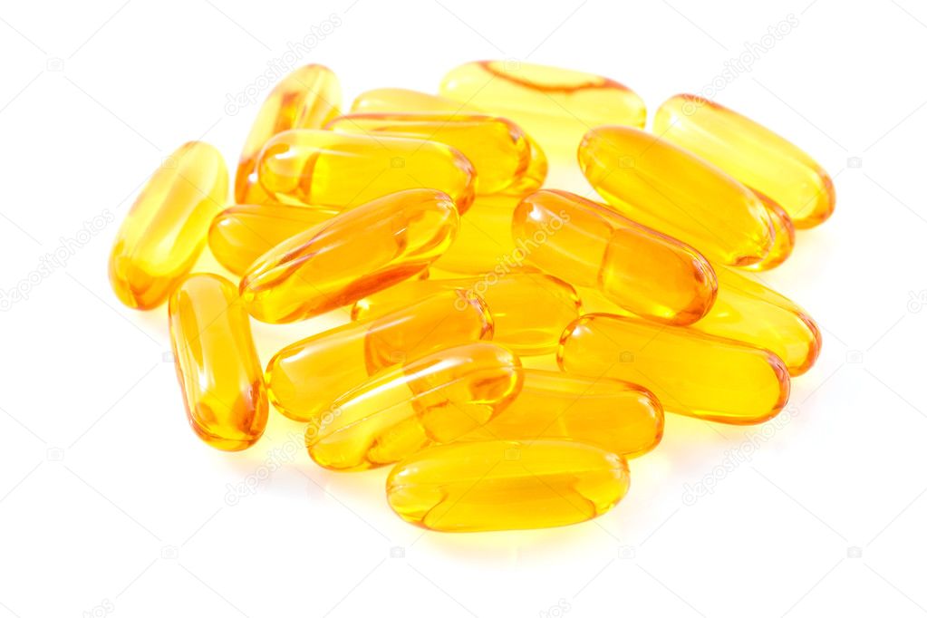 fish oil On white background