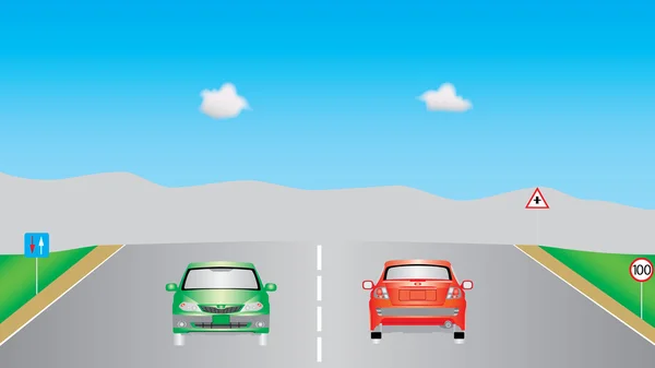 Autos auf Autobahn — Stockvektor