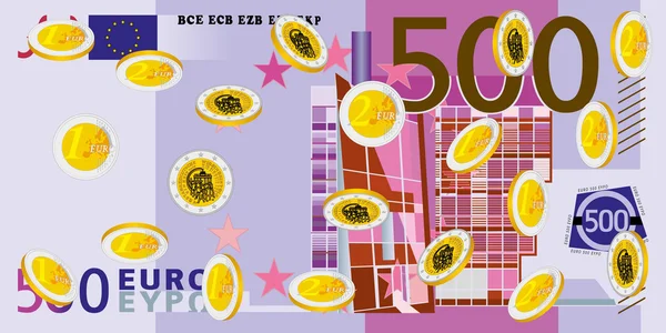 Monedas Lluvia - euro . — Vector de stock