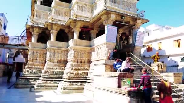 Udaipur Rajasthan India 2020 Jagdish Temple Full View 拉贾斯坦邦旅游业 — 图库视频影像