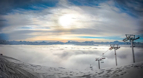 Zonsondergang Panorama over de Franse Alpen — Stockfoto