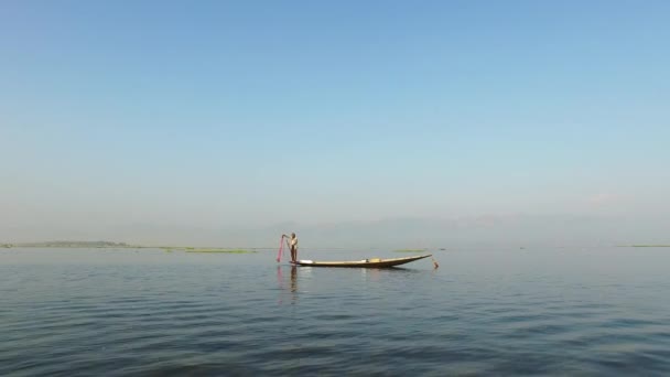 Inle λίμνη ψαράς — Αρχείο Βίντεο