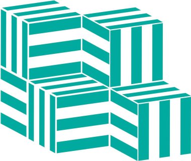 Yığınla yeşil çizgili küp