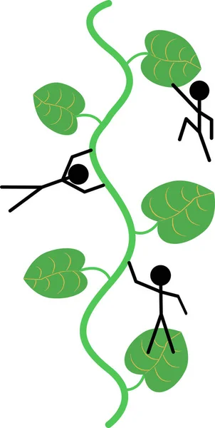 Pequeos personajes trepando por una planta gigante