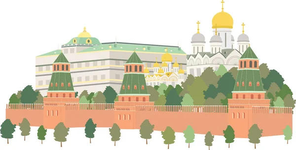 Drawing Part Kremlin Moscow — Stock Vector