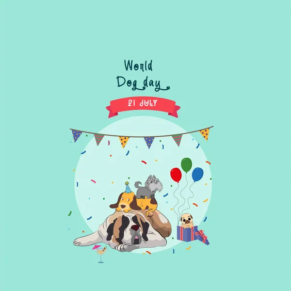 Ontwerp Van Wereld Honden Dag Met Vervangbare Tekst Groene Achtergrond — Stockvector