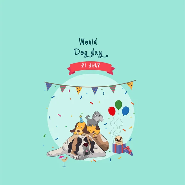 Design World Dog Day Replaceable Text Green Background — Stock Vector