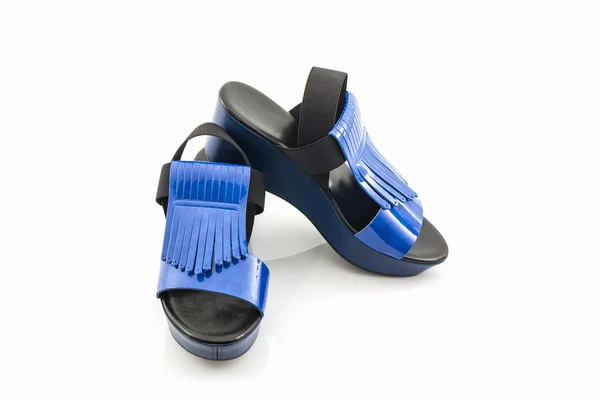 Niebieski kobiet buty. — Zdjęcie stockowe