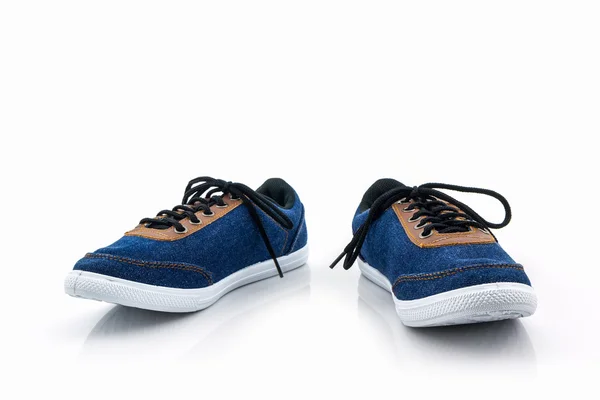 Blauwe sneakers. Canvas schoen. — Stockfoto